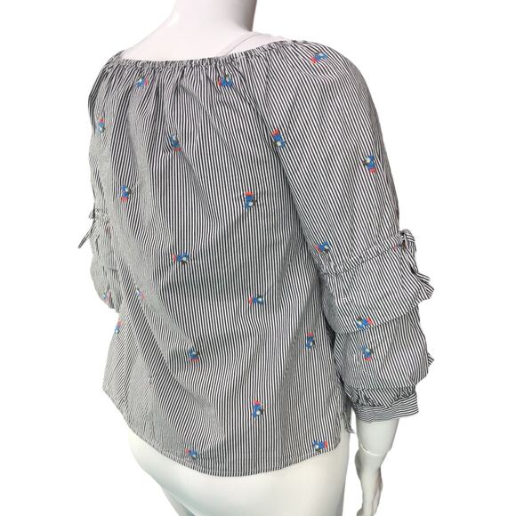 Sanctuary Womens Size M Striped Top Boho Tiered Bell Sleeves 100% Cotton - Picture 8 of 15